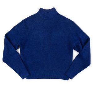 Gap bright cobalt waffle knit mock turtleneck pullover sweater size S